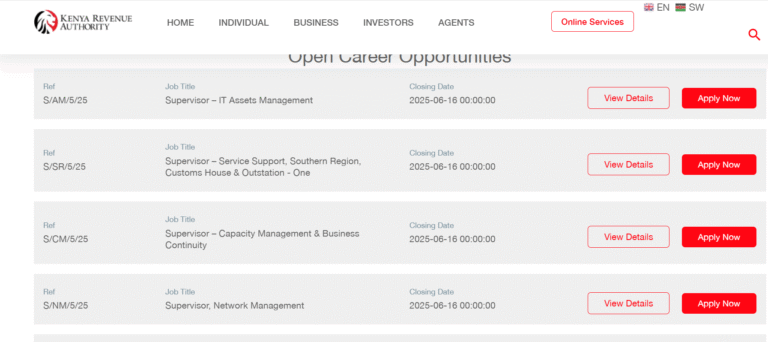 KRA Recruitment 2025/2026 Application Form Portal | How to Apply