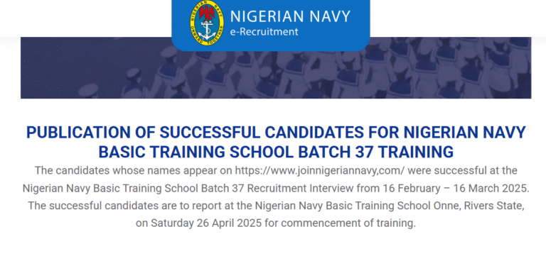 Nigerian Navy Shortlisted Candidates 2025/2026 Is Out | PDF Final List