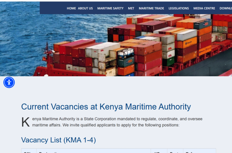 Kenya Maritime Authority Recruitment 2025/2026 Application Form Portal